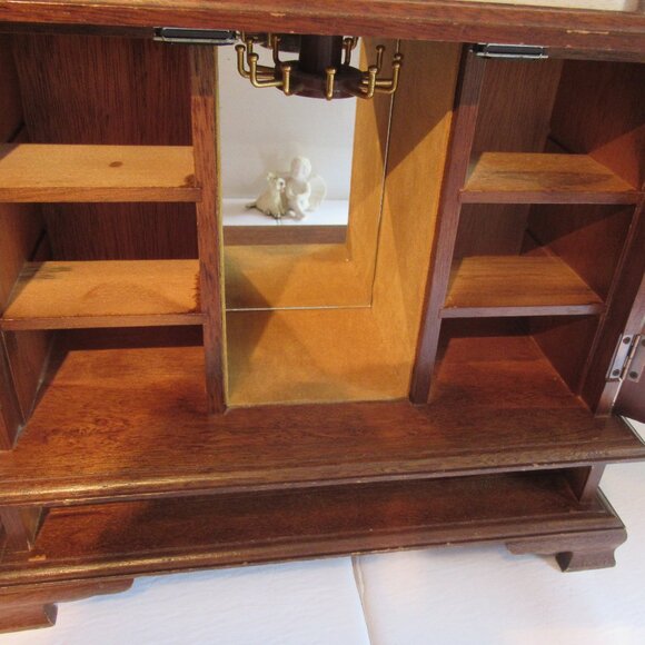 Wood Jewellery / Music Box, Organizer, Vintage circa 1970's, - Picture 7 of 14